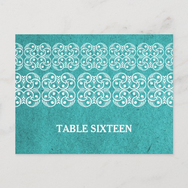 Teal Modern Bohemian Bordsnummer Postcard (Framsida)