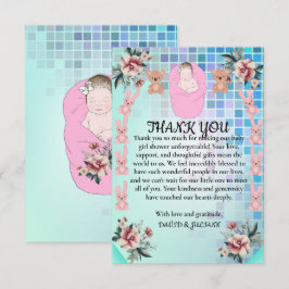 Teal Modern Boho Blommigt Princess Flicka Shower Tack Kort