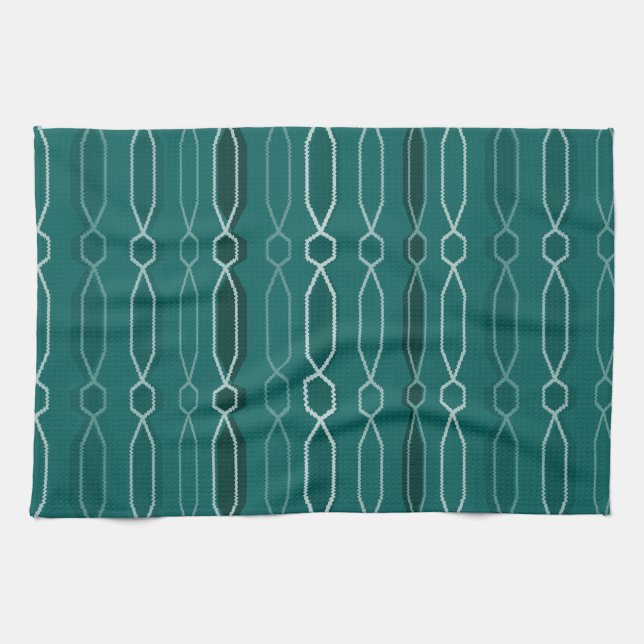 Teal Modern Hexagon Columns Teal Kökshandduk (Horisontell)