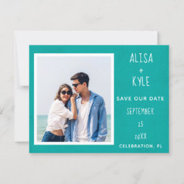 Teal Modern Photo Save Date