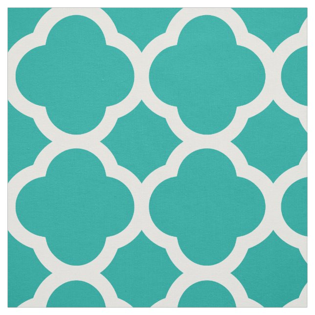 Teal Modern Quatrefoil stor  Tyg (Provkarta)