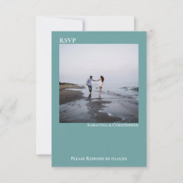 Teal Modern Simple Minimalist Photo Bröllop OSA Kort