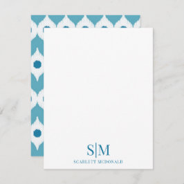 Teal Monogram Abstrakt Shapes Mönster Note Card Anteckningskort