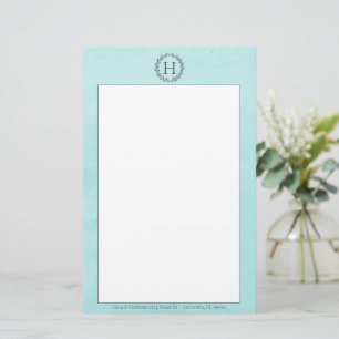 Teal Monogram andedräktighet Brevpapper
