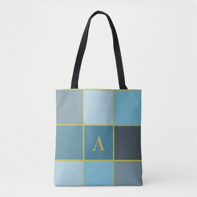 Teal Monogram Geometric Tygkasse (Framsida)