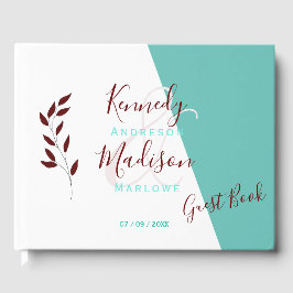 Teal Monogram 💍 Modern geometrisk elegans Gästböcker