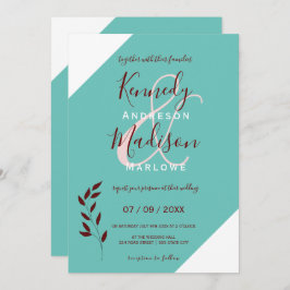 Teal Monogram 💍 Modern geometrisk elegans Inbjudningar