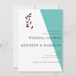 Teal Monogram 💍 Modern geometrisk Möhippa Inbjudningar