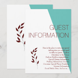 Teal Monogram 💍 Modern inneslutningskort Inbjudningar