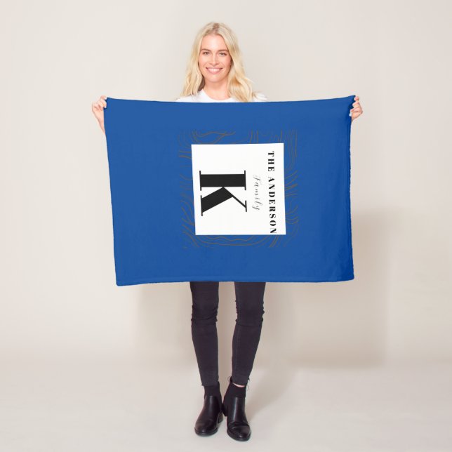 Teal Monogram Modern, Snyggt och Coola Fleecefilt (På plats)