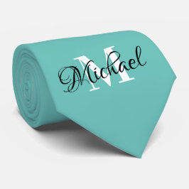 Teal Monogram Necktie Slips