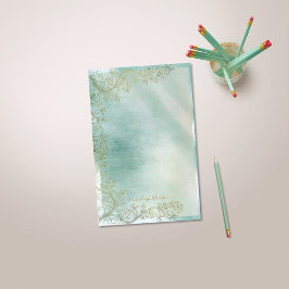Teal Monogram Ornamental Lining Brevpapper
