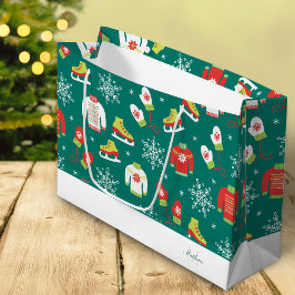 Teal Monogram Snöflingor Mönster-familjens jul