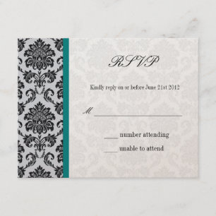 Teal Monogram Vintage bröllop OSA Kort