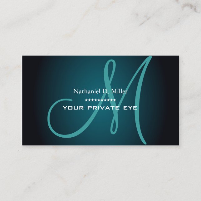 Teal Monogram Visitkort (Framsida)