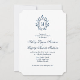 Teal Monogram Wedding Invitation Inbjudningar