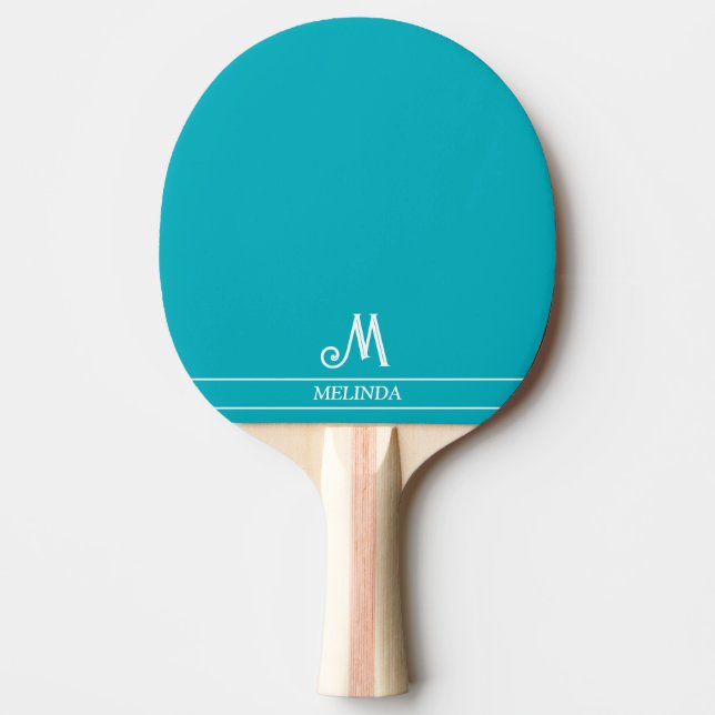 Teal Monogrammed Ping Pong Paddle Pingisracket (Framsidan)
