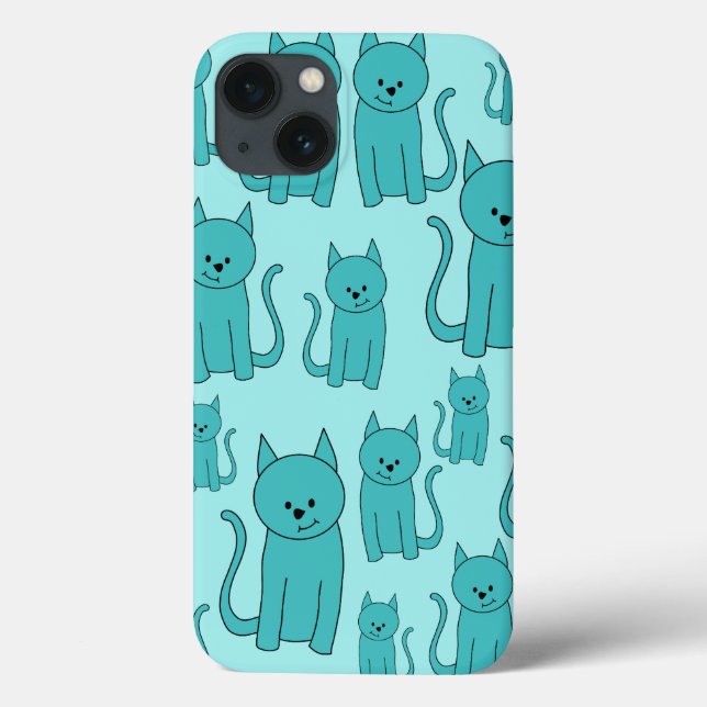 Teal Mönster of Cute Cats. (Baksida)