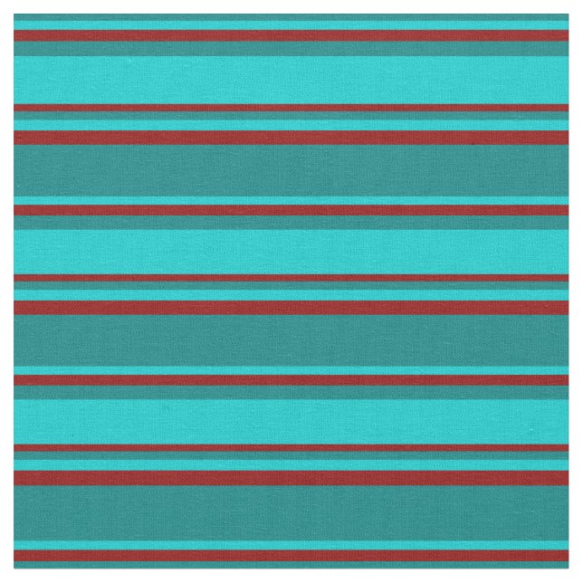 Teal, Mörk turkos & Mörk Red Färgad Mönster Tyg (Närbild)