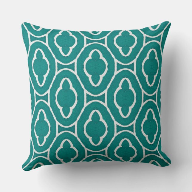  Teal Moroccan Trellis Pattern Kudde (Baksida)