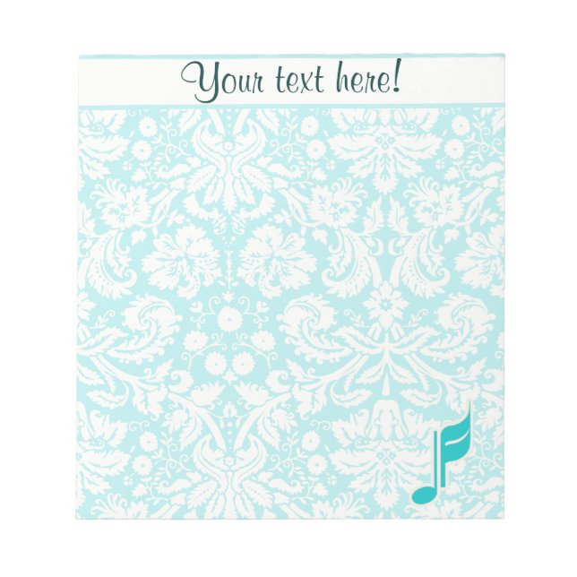 Teal Music Note Anteckningsblock (Framsida)