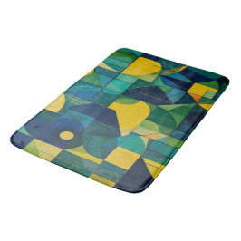 Teal & Mustard Abstract Geometric Mosaic Bath Mat Badrumsmatta