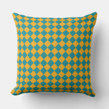 Teal & Mustard Harlequin Dekorativ kudde