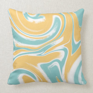Teal Mustard Swirl Art-deka Kudde