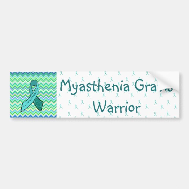 Teal Myasthenia Gravis Awareness Bumper Sticker Bildekal (Framsidan)