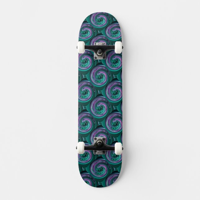 Teal N Lila Swirls Skateboard (Framsida)