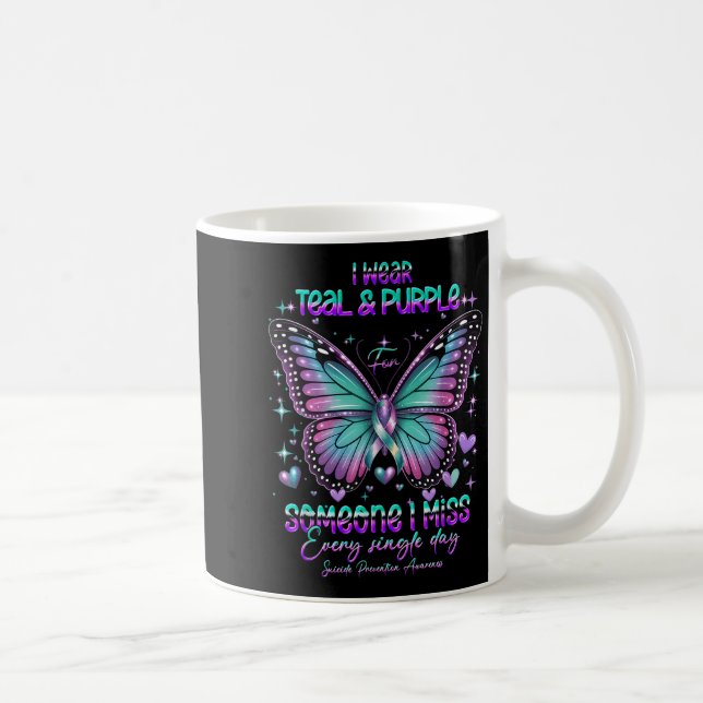 Teal N Purple Butterfly Suicide Prevention Awarene Kaffemugg (Höger)