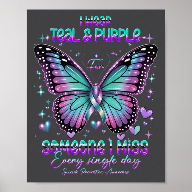 Teal N Purple Butterfly Suicide Prevention Awarene Poster (Framsidan)