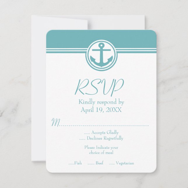 Teal Nautical Anchor Bröllop OSA Card Kort (Framsida)