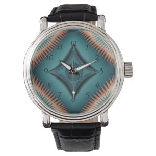 Teal Navajo Peach Sunburst Armbandsur