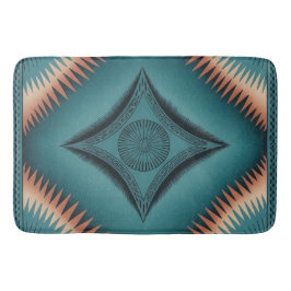 Teal Navajo Peach Sunburst Badrumsmatta