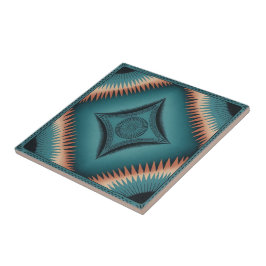 Teal Navajo Peach Sunburst Kakelplatta