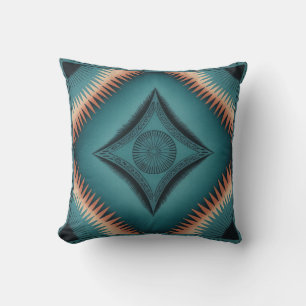 Teal Navajo Peach Sunburst Kudde