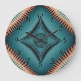 Teal Navajo Peach Sunburst Stor Klocka