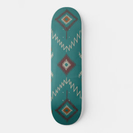 Teal Navajo Tribal Geometric Pattern Mini Skateboard Bräda 18,5 Cm