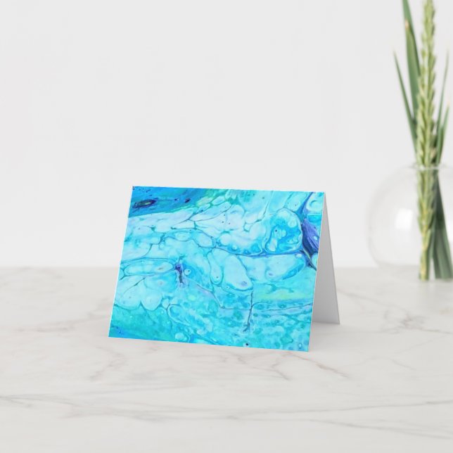 Teal Navy Abstrakt Blank Notecard Kort (Framsida)