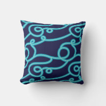 Teal & Navy Blue Beach Theme Dekorativ kudde