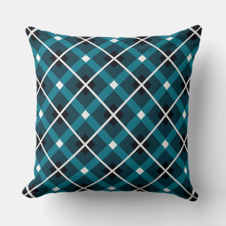 Teal & Navy Geometric Grid Mönster Kudde