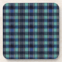 Teal & Navy-rutigt randigt mönster plastunderlägg