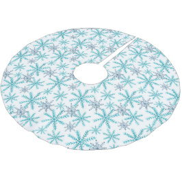 Teal Navy Snowflake Mönster Julgransmatta Borstad Polyester