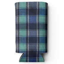 Teal & Navy Tartan Plaid Can or Bottle Cooler