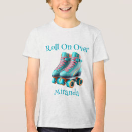 Teal Neon Rollerskate Födelsedagsfest Anpassningsb T Shirt