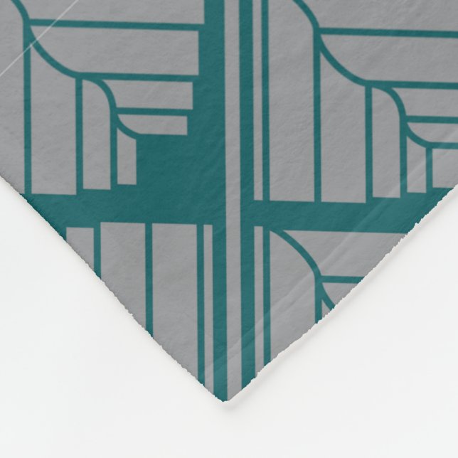 Teal-Neutralten Löv Mönster Fleecefilt (Hörn)