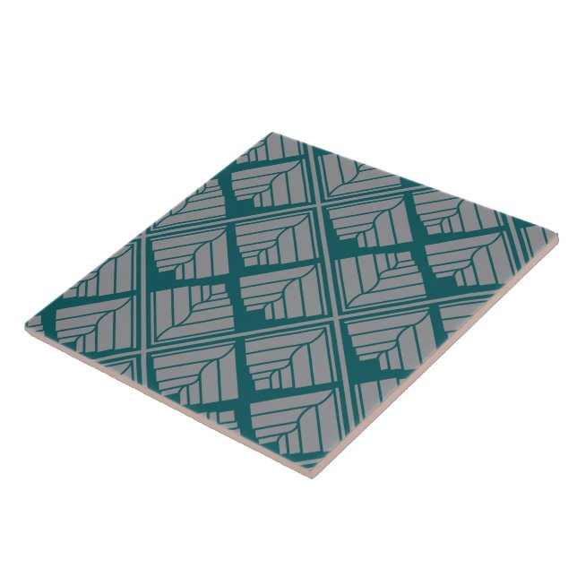 Teal-Neutralten Löv Mönster Kakelplatta (Sidan)
