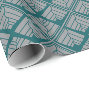 Teal-Neutralten Löv Mönster Presentpapper