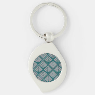 Teal-Neutralten Löv Mönster Swirl Silverfärgad Nyckelring
